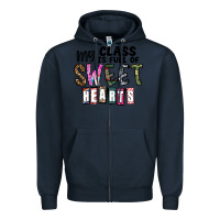 Navy my class ısfull of sweet hearts Zipper Hoodie - CowhideDigitalArt