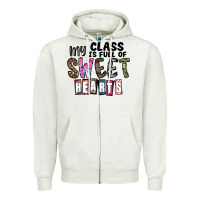 Oatmeal Heather my class ısfull of sweet hearts Zipper Hoodie - CowhideDigitalArt