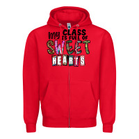 Red my class ısfull of sweet hearts Zipper Hoodie - CowhideDigitalArt