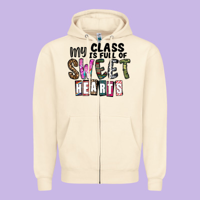 My Class ısfull Of Sweet Hearts Zipper Hoodie Designed By Cowhidedigitalart