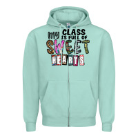 Seafoam my class ısfull of sweet hearts Zipper Hoodie - CowhideDigitalArt