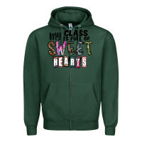 Sports Green my class ısfull of sweet hearts Zipper Hoodie - CowhideDigitalArt