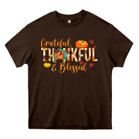 Chocolate Brown grateful thankful and blessed Heavy Core Tee - MaliasSmallBusiness