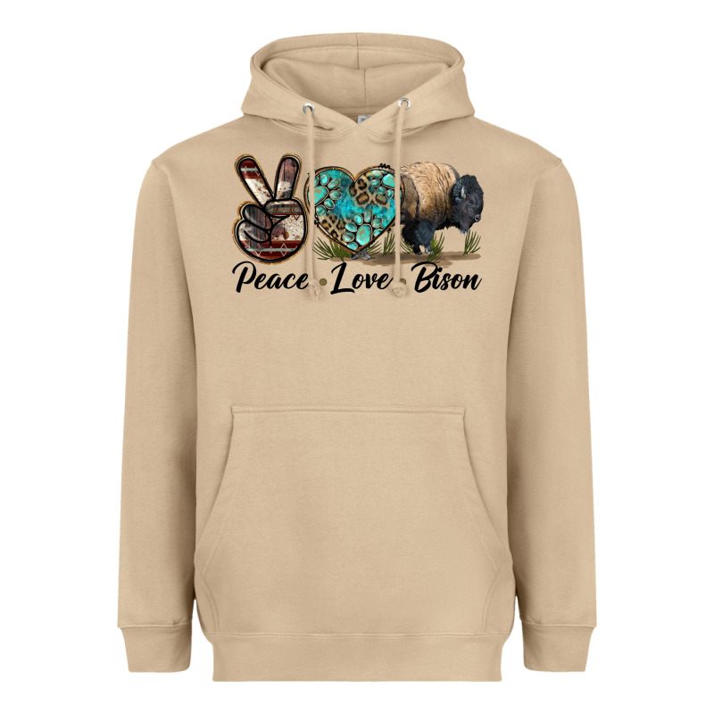 Peace Llve Bison Heavyweight Hoodie by LillyAllenDesigns | Teevron