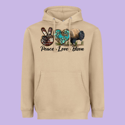 Peace Llve Bison Heavyweight Hoodie Designed By Lillyallendesigns