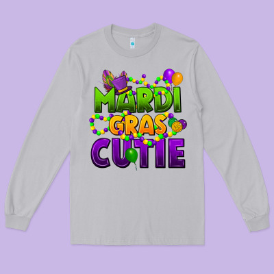 Mardi Gras Cutie Long Sleeve Tee Designed By Cowgirlartshop