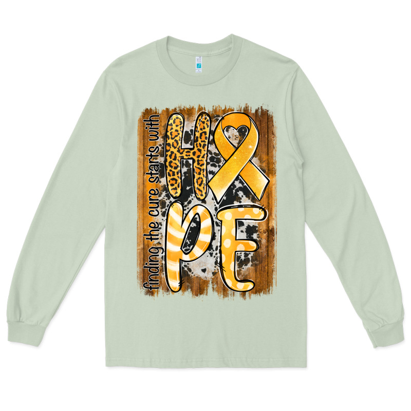 Finding The Cure Starts With Hope Childhood Cancer Awareness  With Bac Long Sleeve Tee by Jasminsmagicworld | Teevron