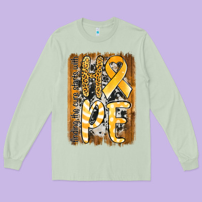 Finding The Cure Starts With Hope Childhood Cancer Awareness  With Bac Long Sleeve Tee Designed By Jasminsmagicworld