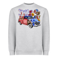 Heather Grey Western Truck Fourth Of July America Heavyweight Sweatshirt - FaDigitalArtStudio