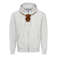 Dove Grey texas longhorn illustration Zipper Hoodie - CowhideDigitalArt