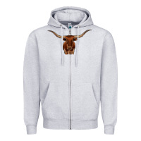 Heather Grey texas longhorn illustration Zipper Hoodie - CowhideDigitalArt