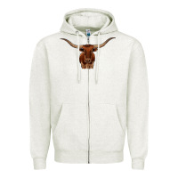 Oatmeal Heather texas longhorn illustration Zipper Hoodie - CowhideDigitalArt