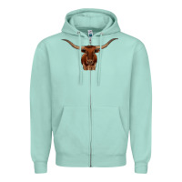Seafoam texas longhorn illustration Zipper Hoodie - CowhideDigitalArt