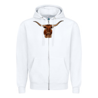 White texas longhorn illustration Zipper Hoodie - CowhideDigitalArt