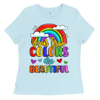 Baby Blue name vibrant positivity rainbow art Ladies Tee - LillyAllenDesigns
