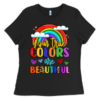 Black name vibrant positivity rainbow art Ladies Tee - LillyAllenDesigns