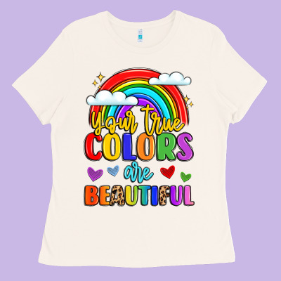 Name Vibrant Positivity Rainbow Art Ladies Tee Designed By Lillyallendesigns