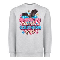 Heather Grey American heart southern soul 4th of july Heavyweight Sweatshirt - FaDigitalArtStudio