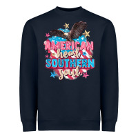 Navy American heart southern soul 4th of july Heavyweight Sweatshirt - FaDigitalArtStudio