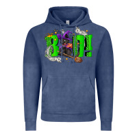 Vintage Denim Boo! with black cat Halloween Vintage Hoodie - NancyCooperArtShop