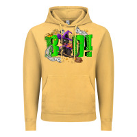 Vintage Mustard Boo! with black cat Halloween Vintage Hoodie - NancyCooperArtShop
