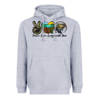 Heather Grey peace love largemouth bass Heavyweight Hoodie - LillyAllenDesigns
