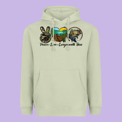 Peace Love Largemouth Bass Heavyweight Hoodie Designed By Lillyallendesigns