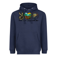 Navy peace love largemouth bass Heavyweight Hoodie - LillyAllenDesigns
