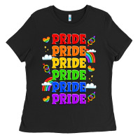 Black rainbow pride celebration Ladies Tee - LillyAllenDesigns