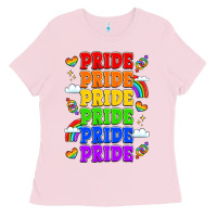 Bubblegum Pink rainbow pride celebration Ladies Tee - LillyAllenDesigns