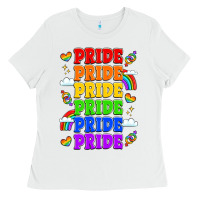 White rainbow pride celebration Ladies Tee - LillyAllenDesigns