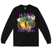 Black mardi gras and beer Long Sleeve Tee - CowGirlArtShop