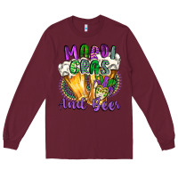 Burgundy mardi gras and beer Long Sleeve Tee - CowGirlArtShop