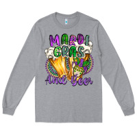 Heather Grey mardi gras and beer Long Sleeve Tee - CowGirlArtShop
