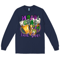 Navy mardi gras and beer Long Sleeve Tee - CowGirlArtShop