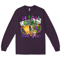 Plum mardi gras and beer Long Sleeve Tee - CowGirlArtShop