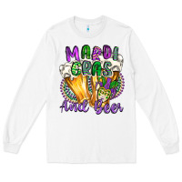 White mardi gras and beer Long Sleeve Tee - CowGirlArtShop