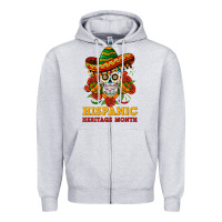 Heather Grey sombrero skull heritage Zipper Hoodie - BundleAndBundleShop