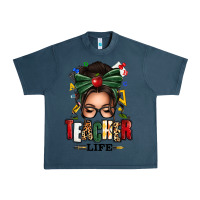 Midnight Navy teacher life afro messy bun Urban Heavy Tee - texasbilliewilder