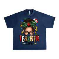 Navy teacher life afro messy bun Urban Heavy Tee - texasbilliewilder