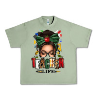 Oil Green teacher life afro messy bun Urban Heavy Tee - texasbilliewilder