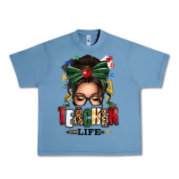 Pebble Blue teacher life afro messy bun Urban Heavy Tee - texasbilliewilder