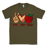 Army Green Peace Love Teach Classic Tee - Bettercallsaul