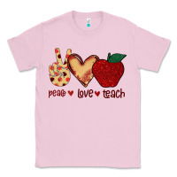 Bubblegum Pink Peace Love Teach Classic Tee - Bettercallsaul