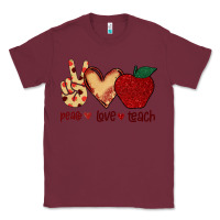 Burgundy Peace Love Teach Classic Tee - Bettercallsaul