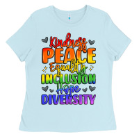 Baby Blue inspirational words in rainbow colors Ladies Tee - LillyAllenDesigns