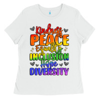 White inspirational words in rainbow colors Ladies Tee - LillyAllenDesigns
