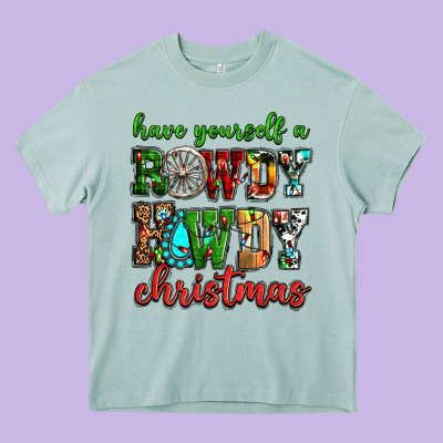 Have Yourself A Rowdy Howdy Christmas Heavy Core Tee Designed By Nancycooperartshop