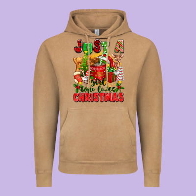 Just A Girl Who Loves Christmas Vintage Hoodie Designed By Texasbilliewilder