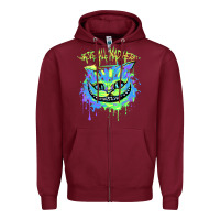 Burgundy colorul chesire Zipper Hoodie - tuanDangUi